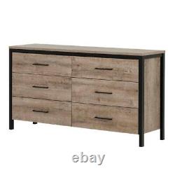 South Shore Dresser 6-Drawer Smooth/Quiet Drawer Glides Durable Weathered Oak