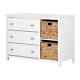 South Shore Dresser (no Mirror) 3-drawer + 2-basket Particle Board White/natural