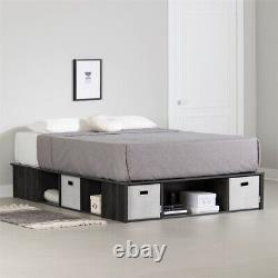 South Shore Flexible Storage Platform Bed with Baskets Queen Gray Oak