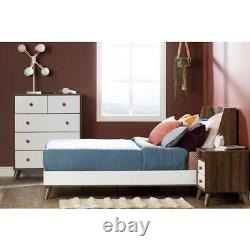 South Shore Full Platform Bed Neutral Particle Board Wood Natural Walnut/White