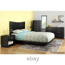 South Shore Full-Size Platform Bed 77 Non-Upholstered Particle Board Pure Black