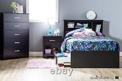South Shore Fusion Mates Bed with 3 Drawers, Twin, Pure Black