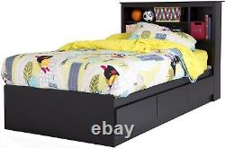 South Shore Fusion Mates Bed with 3 Drawers, Twin, Pure Black