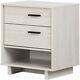South Shore Fynn 2 Drawer Nightstand With Cord Catcher In Winter Oak