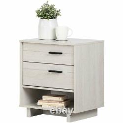 South Shore Fynn 2 Drawer Nightstand with Cord Catcher in Winter Oak
