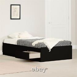 South Shore Gramercy Mates Bed with 3 Drawers Twin Pure Black