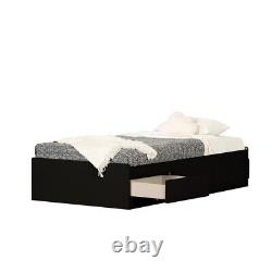 South Shore Gramercy Mates Bed with 3 Drawers Twin Pure Black