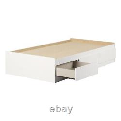 South Shore Gramercy Mates Bed with 3 Drawers Twin Pure White