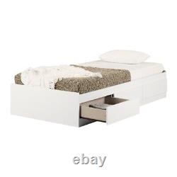 South Shore Gramercy Mates Bed with 3 Drawers Twin Pure White