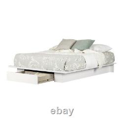 South Shore Holland Full Queen Platform Bed with Drawer in White