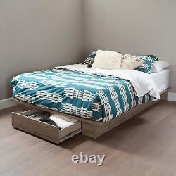 South Shore Holland Platform Bed With Drawer Weathered Oak Full/Queen Brown