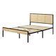 South Shore Hoya Metal Platform Bed With Natural Cane Queen Black And Natural