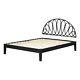 South Shore Hoya Wooden Bed And Rattan Wall-mounted Headboard Set Queen Black