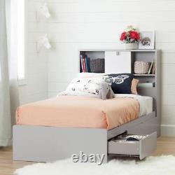 South Shore Kids Bed 3-Drawer Wood Neutral Particle Board Platform Bed Gray Twin