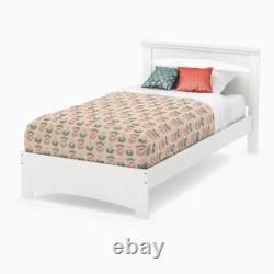 South Shore Kids Bed Libra Pure White Twin Bed Frame Solid Wood Neutral Modern