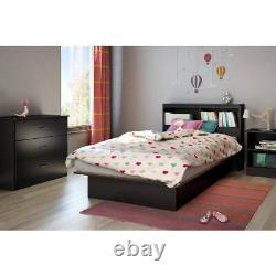 South Shore Kids Beds 74.75X8.25X40 Libra Twin-Size Platform Bed Pure Black