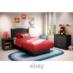South Shore Kids Beds 74.75X8.25X40 Libra Twin-Size Platform Bed Pure Black