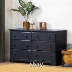 South Shore Kids Dresser 6-Drawer Classic Particle Board Rectangle Blue Berry