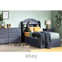 South Shore Kids Furniture 15 H x 40 W x 76D Blue Wood Twin Storage Bed Frame