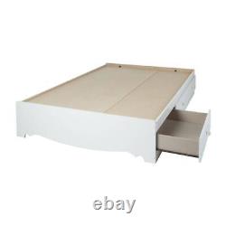 South Shore Kids Platform Bed Particle Board Pure White Full with 3-Drawer Storage