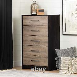 South Shore Londen 5-Drawer Chest Weathered Oak and Rubbed Black