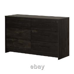 South Shore Londen 6-Drawer Double Dresser Weathered Oak and Rubbed Black