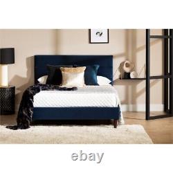 South Shore Maliza Upholstered Complete Platform Bed Queen Blue