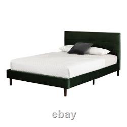South Shore Maliza Upholstered Complete Platform Bed Queen Green