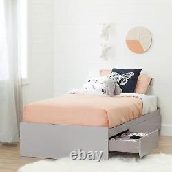 South Shore Mates Bed with 3 Drawers, Twin, Soft Gray