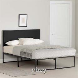 South Shore Mezzy Upholstered Metal Bed Queen Gray and Pure Black