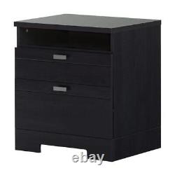 South Shore Nightstand 22.25 x 17 x 22.5 Particle Board 1-Drawer Black Onyx