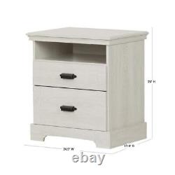 South Shore Nightstand 25Hx24.5Wx17.5D 2-Drawers Particle Board Winter Oak