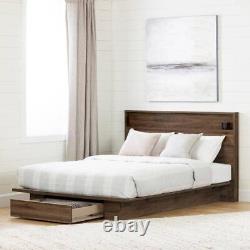 South Shore Platform Bed 58 H X 60.1 W, Wood Frame Material Queen Size, Brown