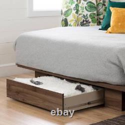 South Shore Platform Bed Frame Mounted Natural Walnut Full/Queen