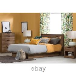 South Shore Platform Bed Frame Mounted Natural Walnut Full/Queen