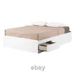 South Shore Platform Bed Full Size 3-Drawers Sturdy Particle Board Pure White
