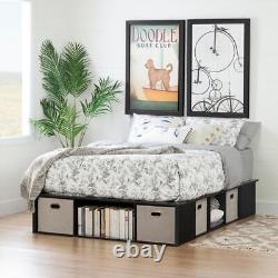 South Shore Platform Bed King Size Particle Board in Black Oak and Taupe
