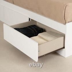 South Shore Platform Bed No Headboard Composite Pure White Full With 3-Drawers