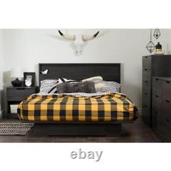 South Shore Platform Bed Queen-Size 1-Drawer With Full-Extension Slides Gray Oak