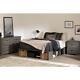 South Shore Platform Bed Queen Size With Baskets Particle Board Frame Gray Maple