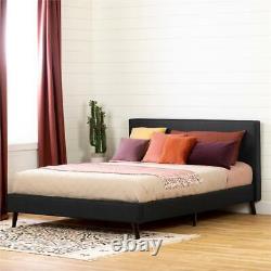 South Shore Sazena Upholstered Complete Bed in Charcoal Gray