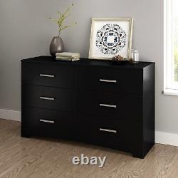 South Shore Soho 6-Drawer Double Dresser, Black With Metal Handles