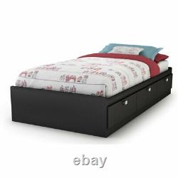 South Shore Spark Twin Mates Bed with Drawers in Pure Black