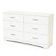 South Shore Step One 6-drawer Double Dresser 31.25h X51.25w In Pure White
