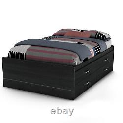 South Shore Step One Captain Bed Black Full Black Onyx With 4 Drawers