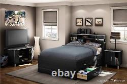 South Shore Step One Captain Bed Black Full Black Onyx With 4 Drawers