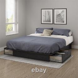 South Shore Step One Full/Queen Platform Bed (54/60'') with drawers, Gray Oak