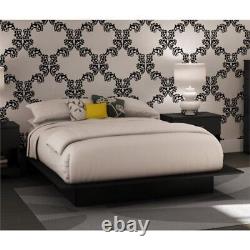 South Shore Step One Queen Platform Bed with Headboard in Black