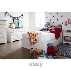 South Shore Summertime Twin Mates Bed (39'') with 3 Drawers, Pure White