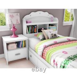 South Shore Tiara Twin Bookcase Storage Bed in Pure White